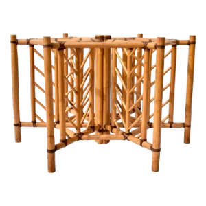 1960's McGuire Hexagon Rattan Coastal Dining Table Base