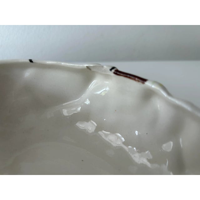 American Mid Century Ceramic Faux “napkin” Bowl For Sale - Image 3 of 8