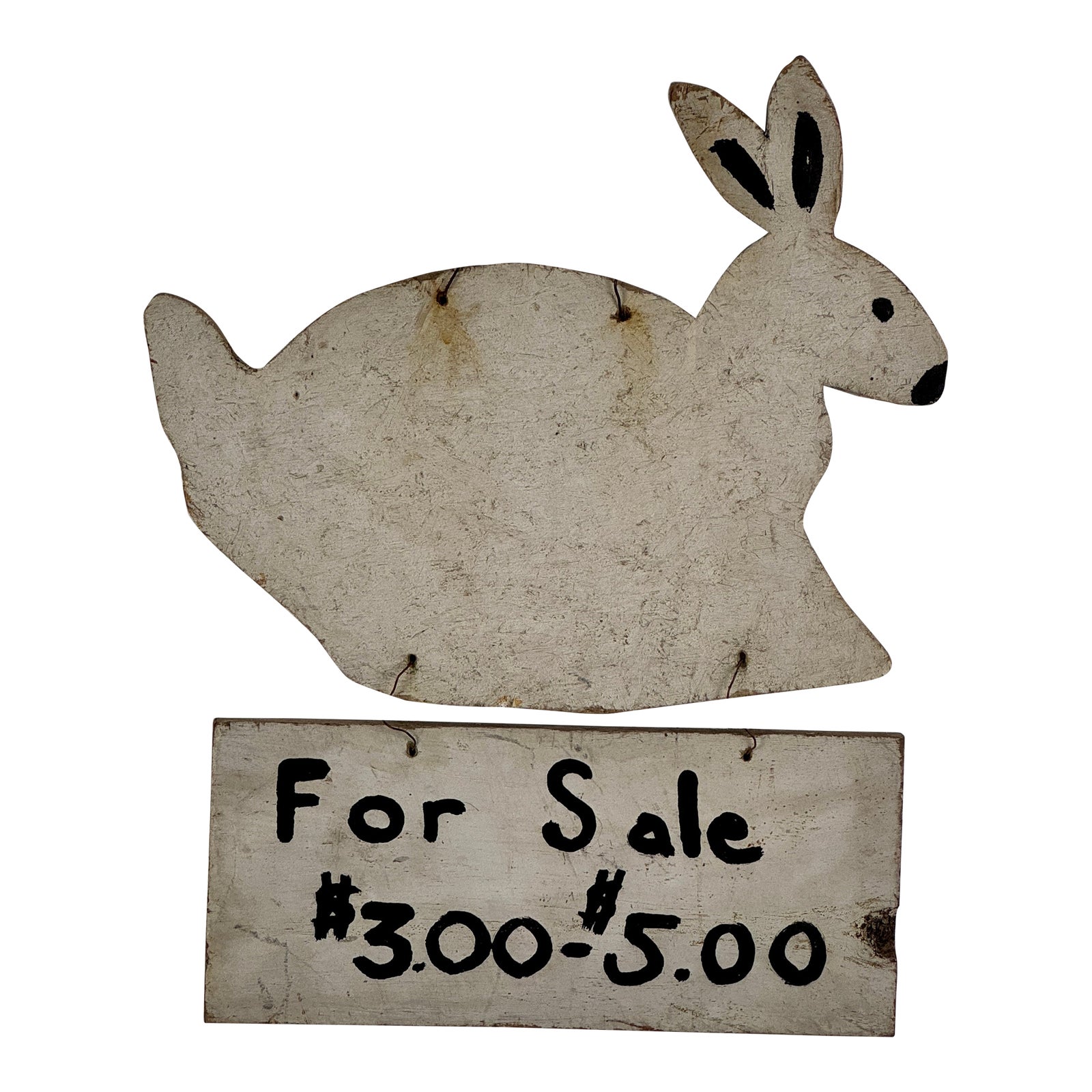 Vintage Folk Art Country Primitive Painted Wood Bunny Rabbit 'For Sale ...