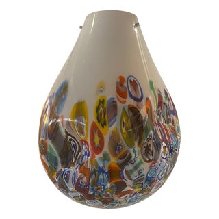 Murano Style White with Murrise Multicolors Pendant from Simoeng For Sale