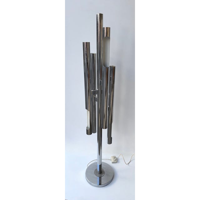Silver Floor Lamp Organ Metal Chrome by Gaetano Sciolari, Italy, 1970s For Sale - Image 8 of 13