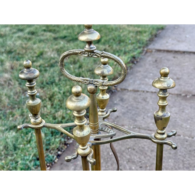 Gothic Victorian 19th Century Fireplace Tools, Complete Set of 5 For Sale - Image 4 of 13