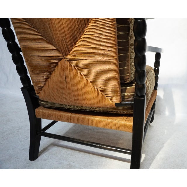 Black Nantucket Bobbin Lounge Chair Custom Upholstered in a Lee Jofa Fabric For Sale - Image 8 of 11