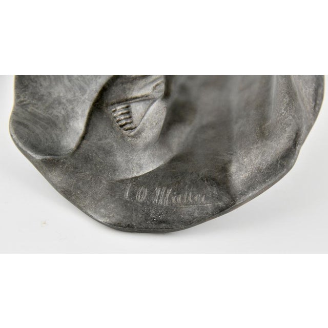 Matte, Lady with Casket, 1900s, Pewter For Sale - Image 9 of 10