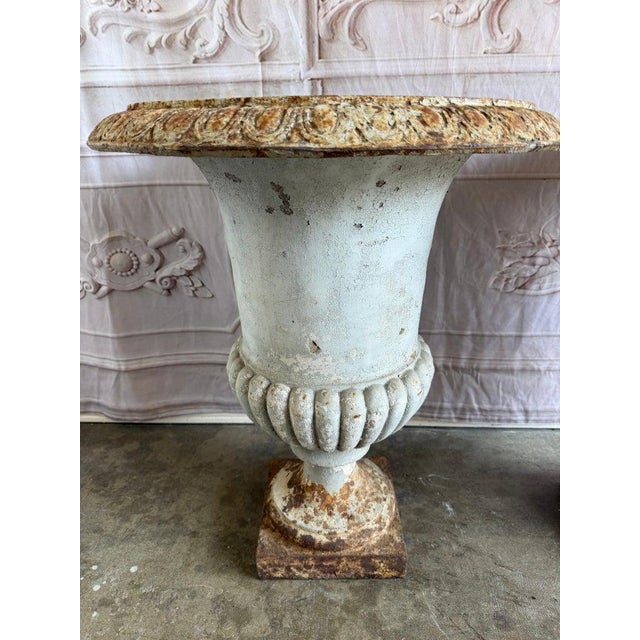 Set of 4 19th Century French Cast Iron Garden Urns For Sale - Image 13 of 18