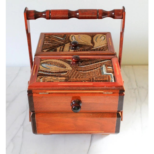 2000 - 2009 Vintage Wood Sewing Box For Sale - Image 5 of 10