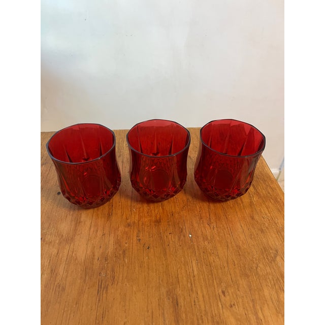 Art Nouveau (3) Cristal d'Arques Longchamp Ruby Double Old Fashioned Glasses Set France For Sale - Image 3 of 4