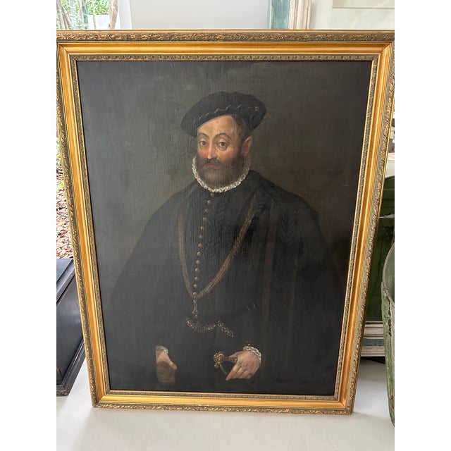 Black Large-Scale Late 19th–Early 20th Century European Historicist Portrait Painting For Sale - Image 8 of 11