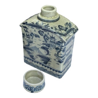 Vintage Pair Blue&White Porcelain Jars : Vase Decanter Beautiful (One Lid) For Sale