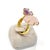 Bochic "Orient" Vintage Carved Pink Quartz & Amethyst Ring Set In 18K Gold & Silver For Sale - Image 10 of 18