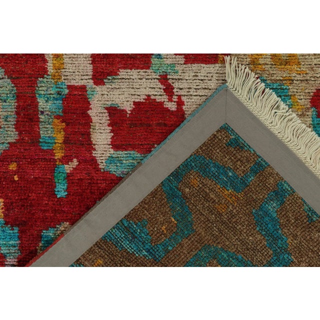 Rug & Kilim’s Modern Rug in Blue, Red and Gold Abstract Patterns For Sale In New York - Image 6 of 7