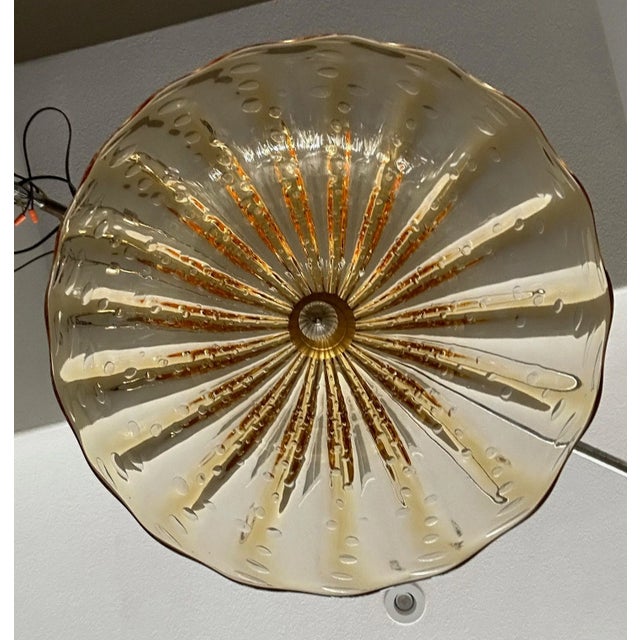 Glass Murano Gold Glass Bell Shaped Chandelier or Pendant For Sale - Image 7 of 12