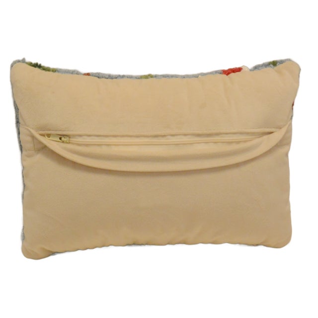 1950s Vintage Hand-Hooked Cardinal & Dogwood Accent Pillow For Sale - Image 5 of 5