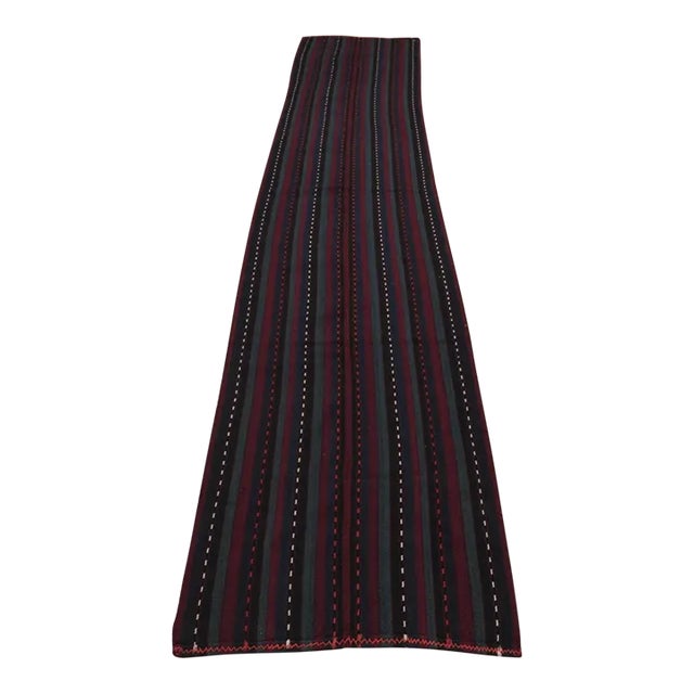 1980s Art Deco Burgundy Striped Runner Rug For Sale