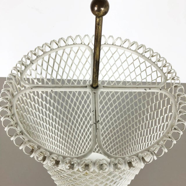 Metal Mid-Century Modern French Metal Umbrella Stand in the style of Mathieu Matégot, 1960s For Sale - Image 7 of 14