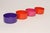 Set of four vintage melamine snack/salad bowls (model "Max") by Massimo Vignelli for Heller from the original Hellerware...