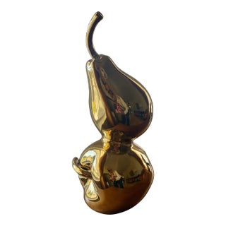 Mid-Century Fruit Sculpture in Bright Gold For Sale