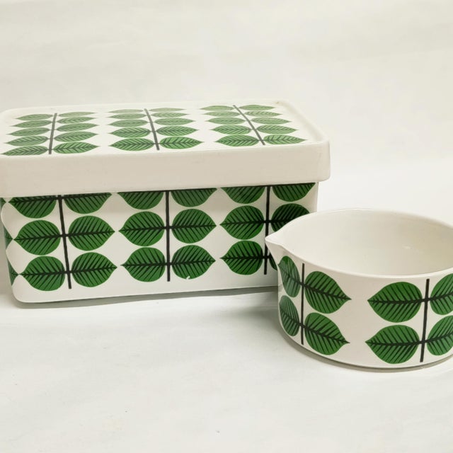 1960's Berså ceramic butter dish with lid & small creamer jug designed by Stig Lindberg Gustavsberg, Sweden. The lovely...
