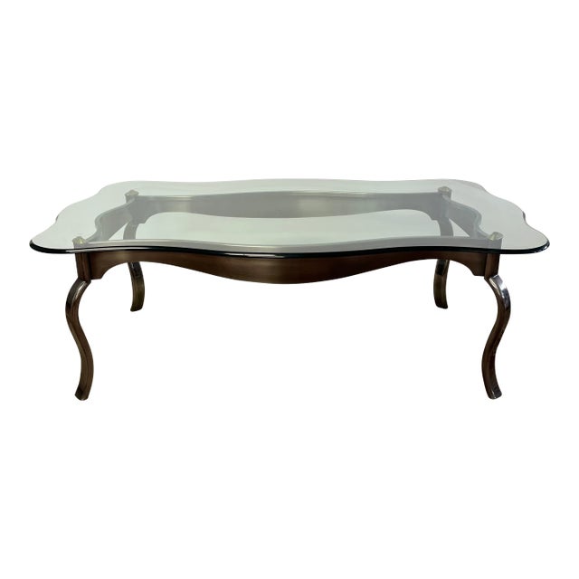 Postmodern Steel and Brass Coffee Table For Sale