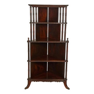 Antique Traditional Mahogany Corner Tiered Etagere Bookshelf For Sale