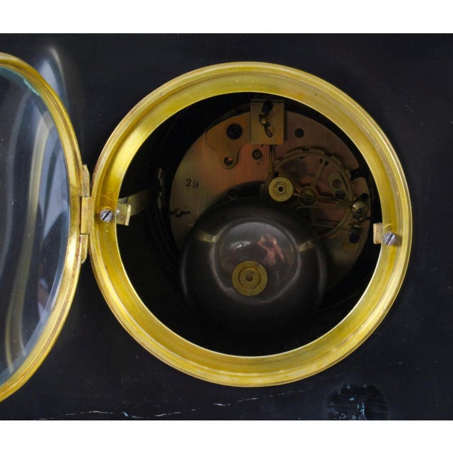 Antique 19th Century Malachite Ormolu & Bronze Mantel Clock For Sale - Image 18 of 18