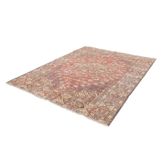 Shabby Chic Mid 20th Century Vintage Distressed Turkish Oushak Rug For Sale - Image 3 of 7