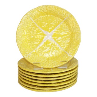 Secla Portugal Yellow Cabbage Dinner Plates- Set of 8 For Sale