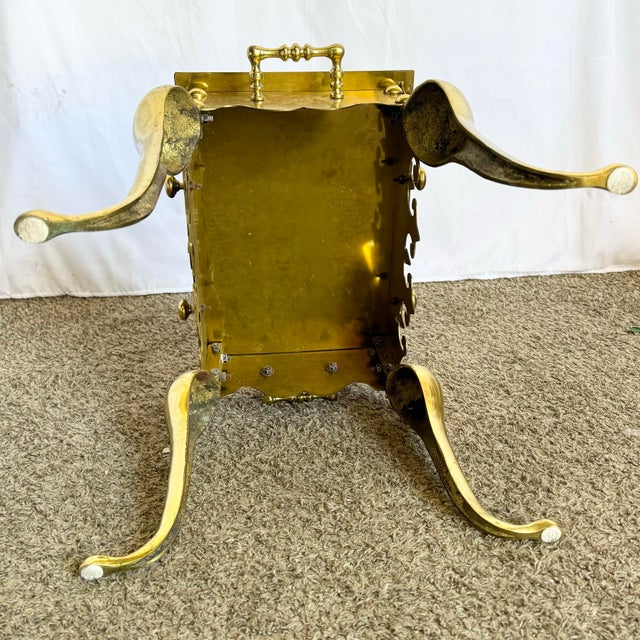 Mid 20th Century Antique Brass Fire Place Kettle Trivet/Side Table For Sale - Image 5 of 8
