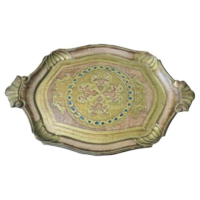 Wood Decorative Carved and Gold Painted Italian Sideboard Tray, 1960s For Sale - Image 7 of 7