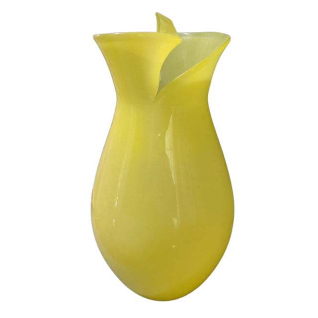 Glass Mid 20th Century Hand Blown Italian Art Glass Yellow Abstract Top Vase For Sale - Image 7 of 7