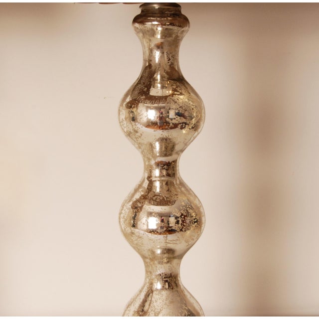 Silver Vintage Glass Table Lamps French Country Lamps Faux Mercury Silver Glass Modern - A Pair For Sale - Image 8 of 10