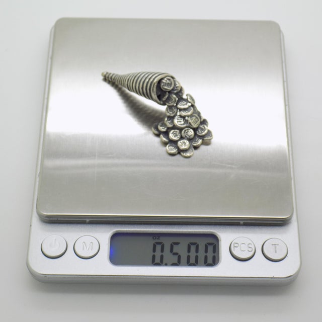 Metal Vintage Italian Handmade Genuine Silver Cornucopia Lucky Charm Figurine Sculpture Miniature For Sale - Image 7 of 8