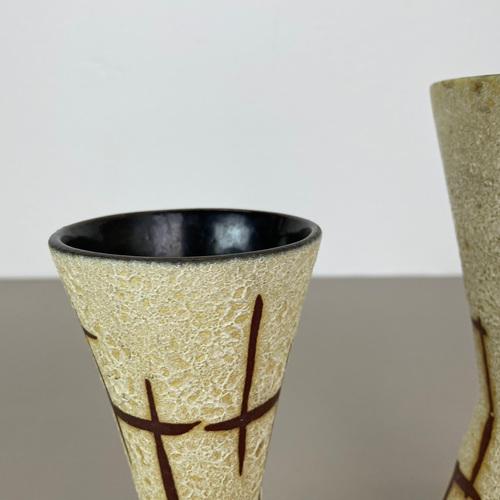 WGP Bamboo Ceramic Fat Lava Vases attributed to Scheurich, Germany, 1970s, Set of 2 For Sale - Image 6 of 18