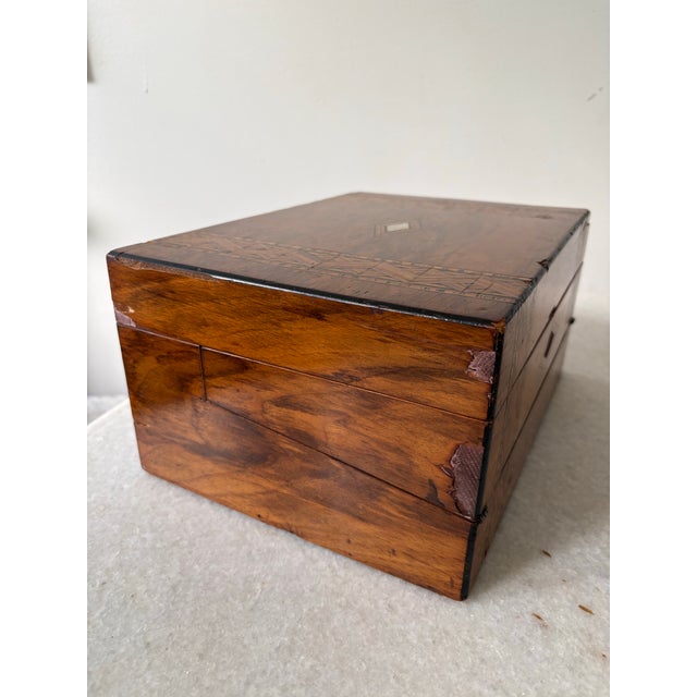 Antique Mahogany English Jewelry Box For Sale - Image 4 of 11