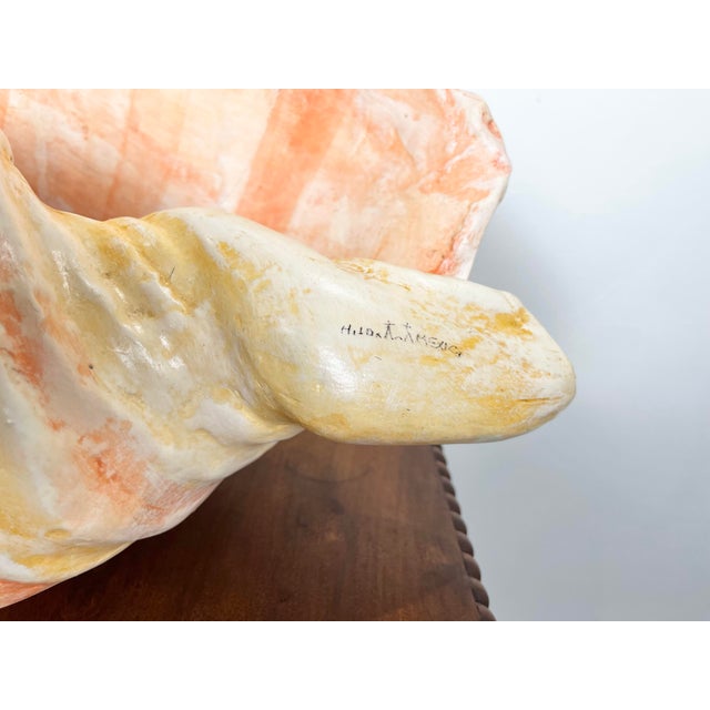 Ceramic Large Vintage Mexican Hand Painted Ceramic Shell For Sale - Image 7 of 12