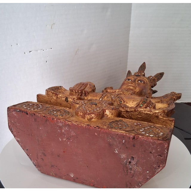 Gold Antique Carved Gilt Wood Burmese Jambupati Buddha For Sale - Image 8 of 8