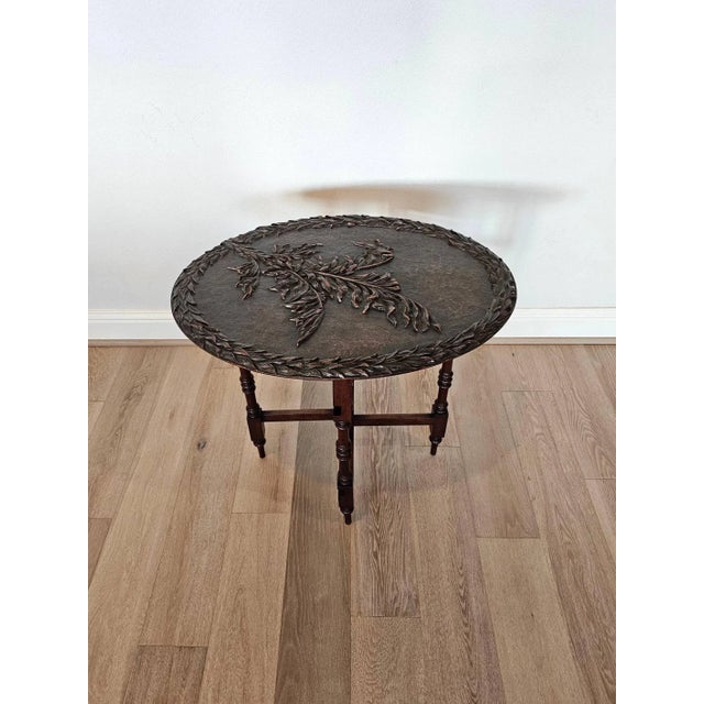 Late 19th Century T. Simpson & Son English Victorian Relief Carved Mahogany Tilt-Top Table For Sale - Image 5 of 13