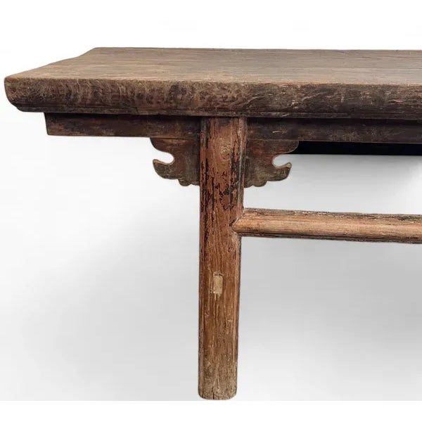 Wood Naturally Aged 84" Inch Long Antique Chinese Bench For Sale - Image 7 of 8