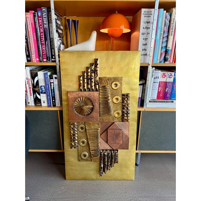 Mid-Century Modern Vintage 1970s Stephen Chun Brutalist Mixed Metal Wall Sculpture Mid Century Modern For Sale - Image 3 of 18