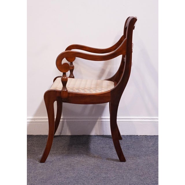 Wood Vintage Antique Solid Mahogany Traditional Duncan Phyfe Style Dining Arm Chair For Sale - Image 7 of 10
