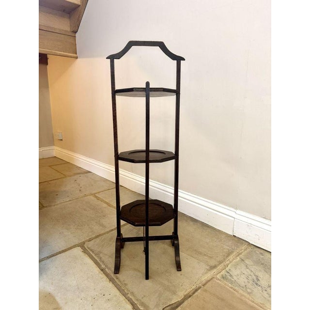 Antique Edwardian Oak Folding Cake Stand, 1900s For Sale - Image 6 of 6