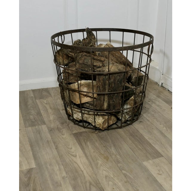 1920s Vintage Industrial Iron Log Basket, 1920s For Sale - Image 5 of 8