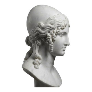 Hand-Carved Natural Marble Bust Sculpture – Helen of Troy For Sale