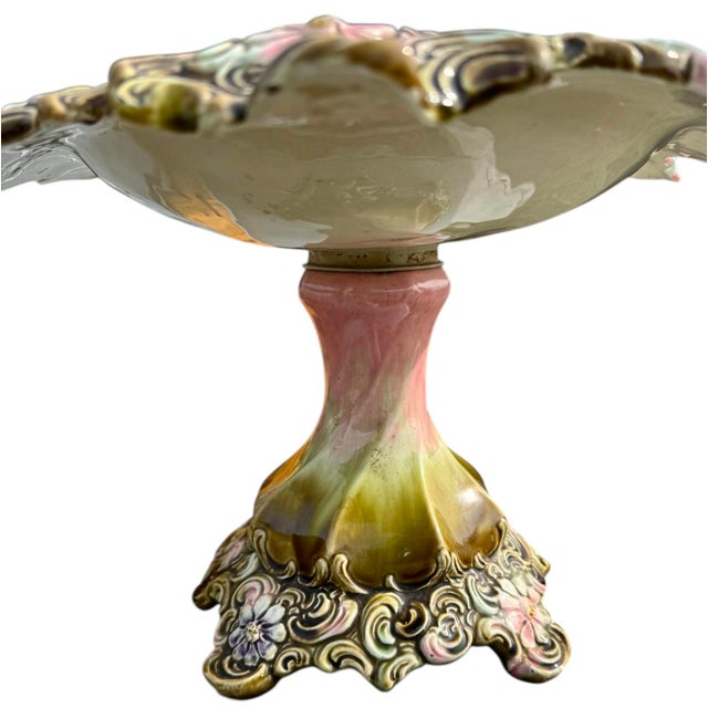 Antique European Majolica Compote For Sale - Image 9 of 11