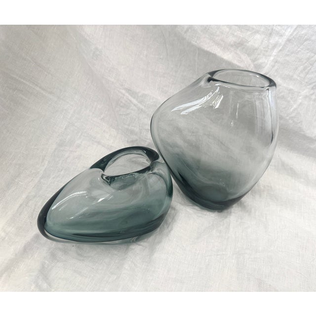 Pair of Per Lutken Holmegaaurd Smoked Teal Vases For Sale - Image 10 of 10
