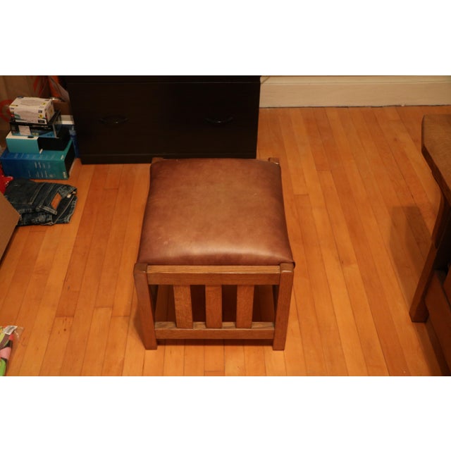 Early 21st Century Amish Made Mission Arts and Crafts Quartersawn Oak Morris Recliner and Ottoman For Sale - Image 12 of 13