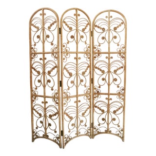 Sculptural Three-Part Room Divider in Rattan and Wicker, 1970s For Sale