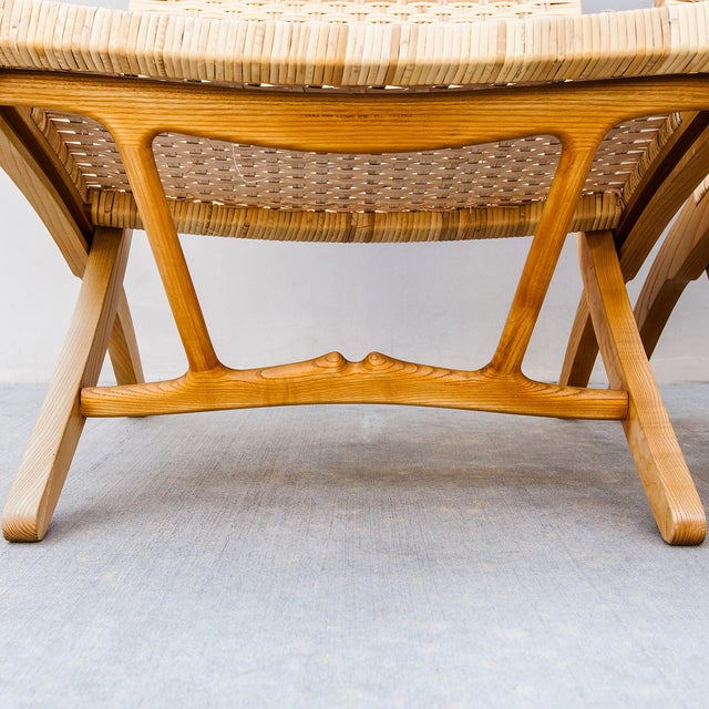 Light Yellow Hans Wegner Model 512 Folding Chairs in Rattan & Ash For Sale - Image 8 of 18