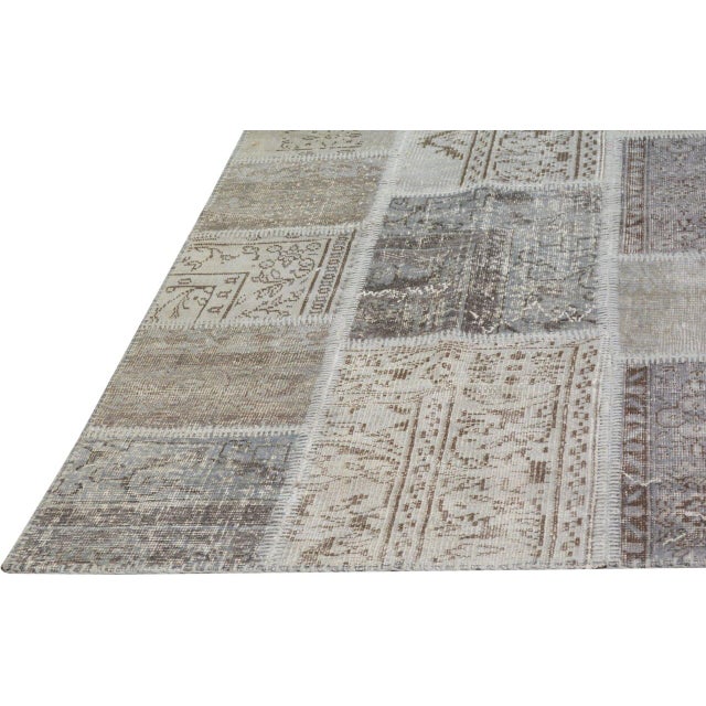 Turkish Vintage Turkish Patchwork Hand Knotted Wool Rug, 5'x7' For Sale - Image 3 of 6
