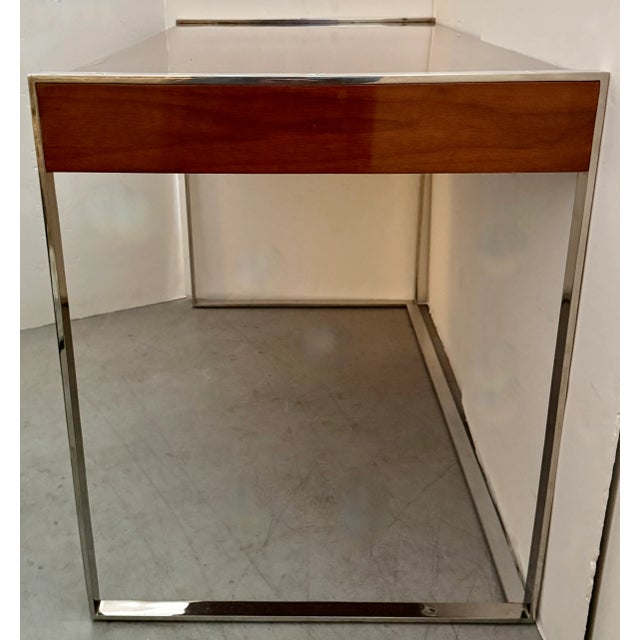 1970s Milo Baughman Style Wood & Chrome Desk From 70's. For Sale - Image 5 of 10